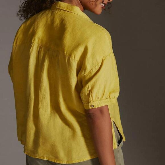 Pilcro Linen Surf Buttondown - Yellow - Large - Picture 3 of 10